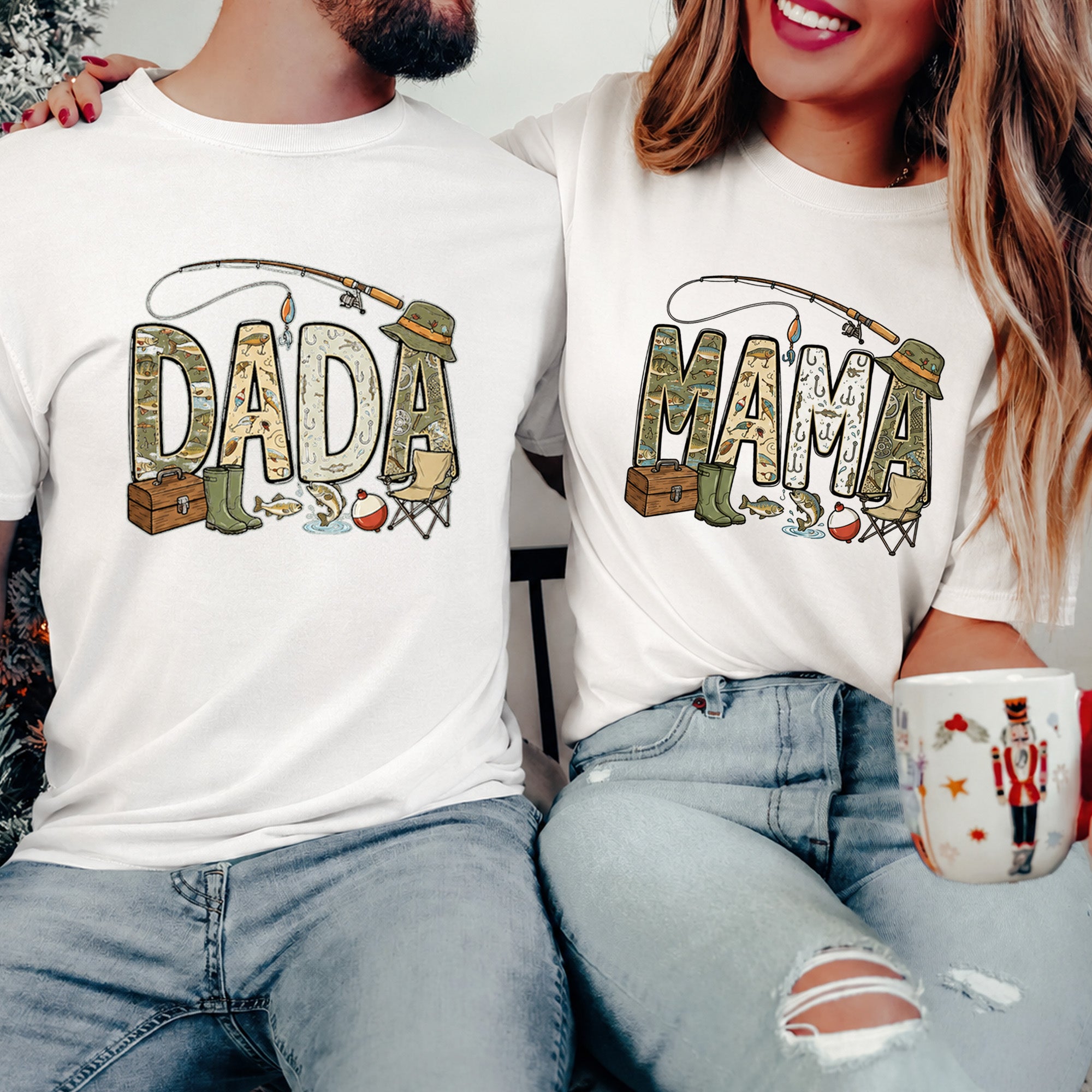 DADA MAMA fishing couple t-shirt