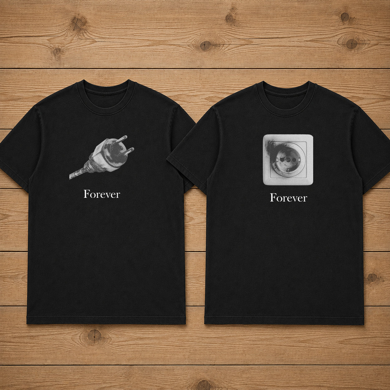 FOREVER plug and socket matching couple  tees