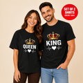 King Queen Portrait Matching Couples T-Shirt (Set of 2)