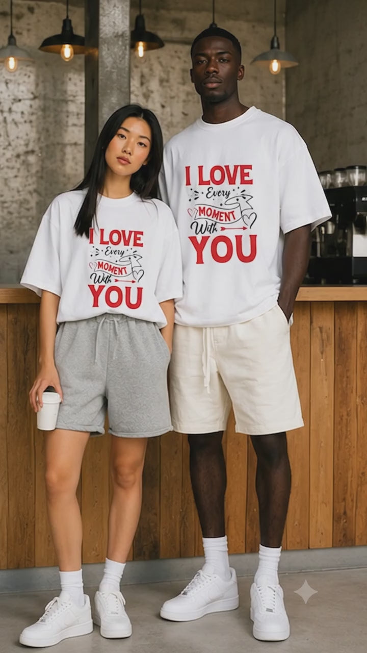 I Love Every Moment With You Matching Couples T-Shirt (Set of 2)