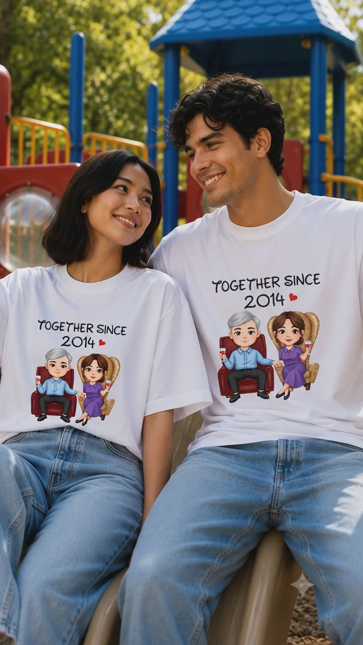 Together Since 2014 Matching Couples T-Shirt (Set of 2)
