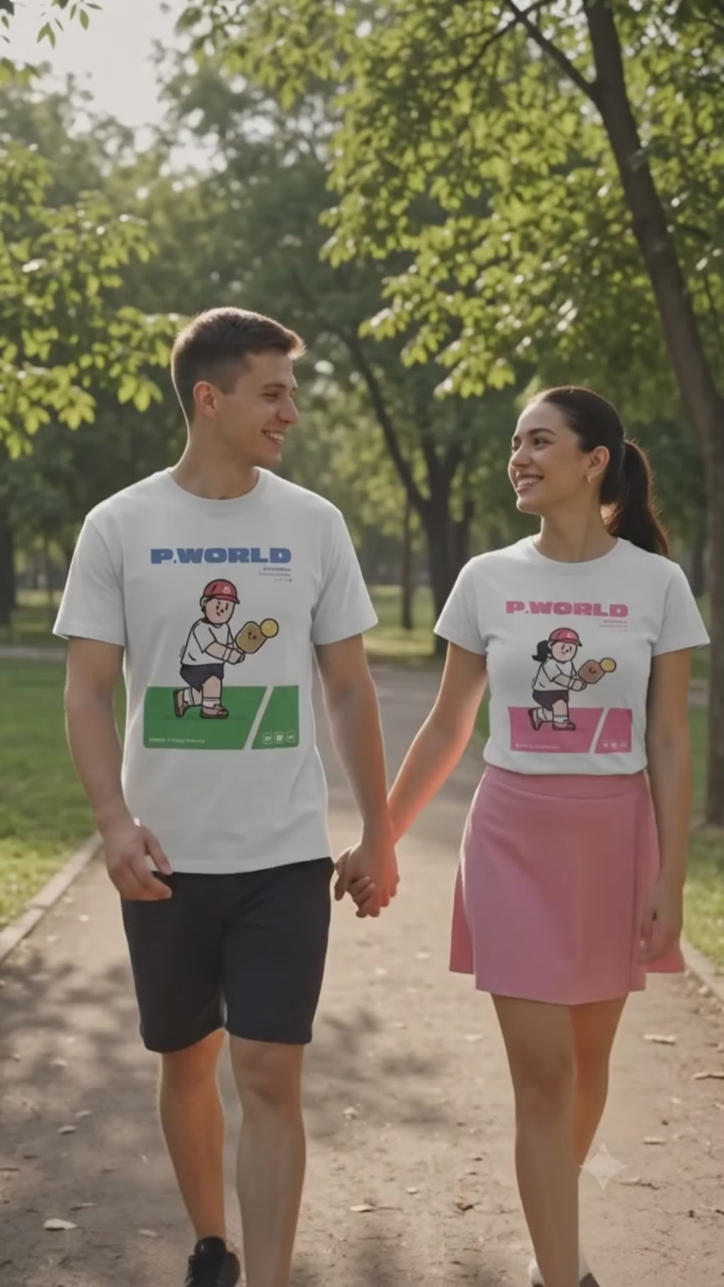 P World Pickleball Couple Matching T-Shirts