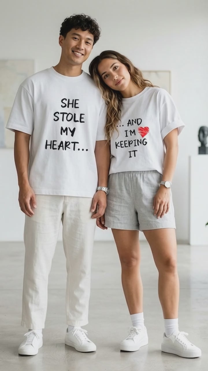 She Stole My Heart And I'm Keeping It Matching Couples T-Shirt (Set of 2)
