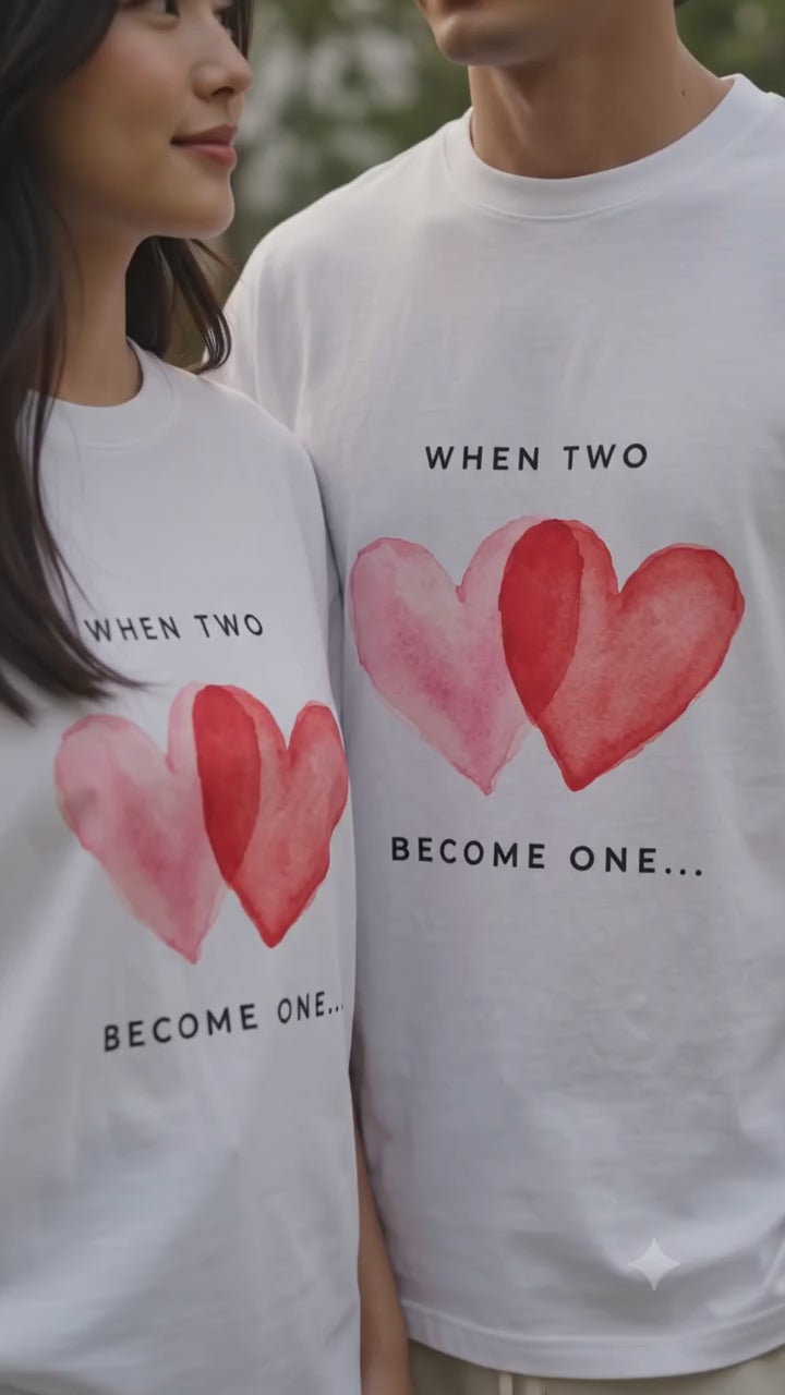 When Two Become One Heart Matching Couples T-Shirt (Set of 2)