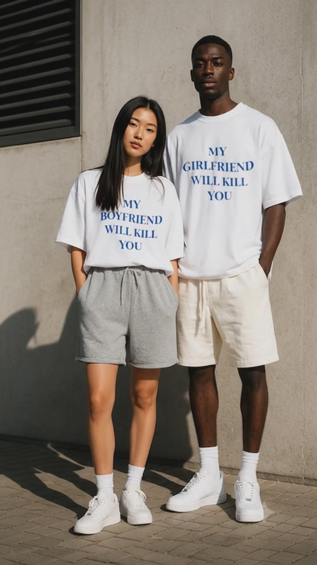 MY GIRLFRIEND WILL KILL YOU Matching Couple T-Shirt (Set of 2)