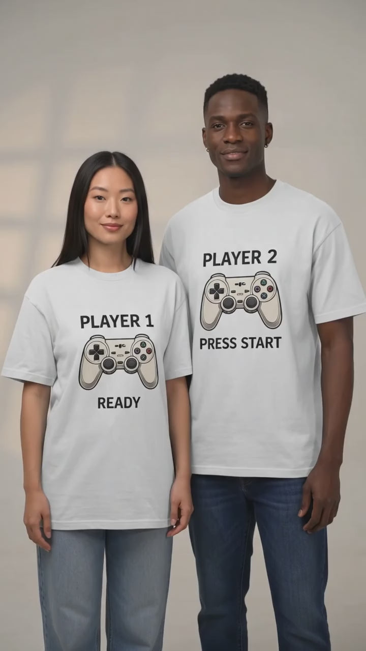 Player 1 and Player 2 Matching Couple T-shirt