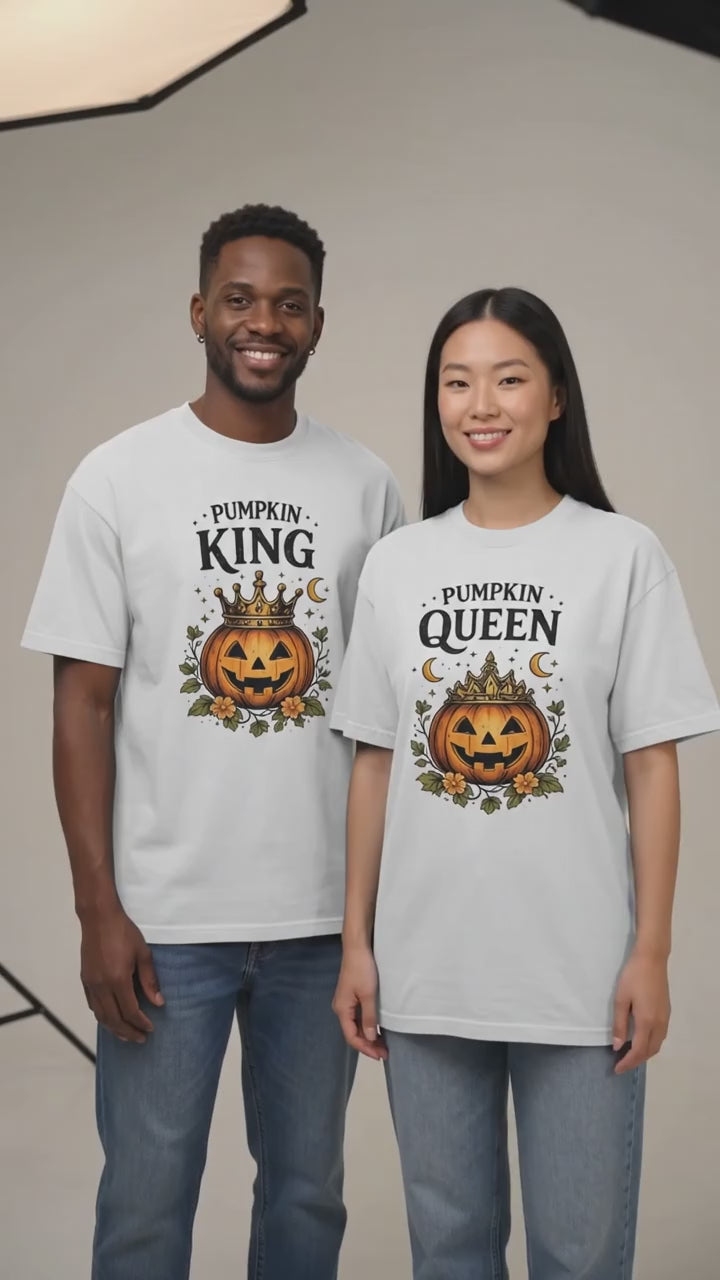 Pumpkin King and Pumpkin Queen Matching Couples T-shirt