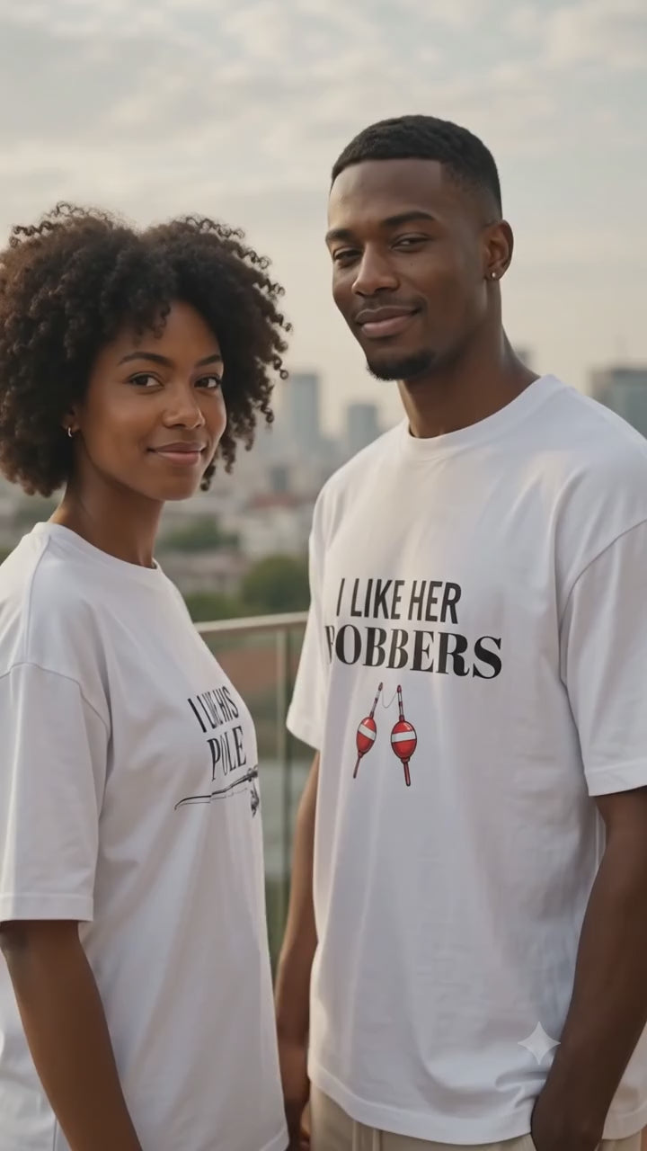 I Like Her Bobbers I Like His Pole Matching Couples T-Shirt (Set of 2)