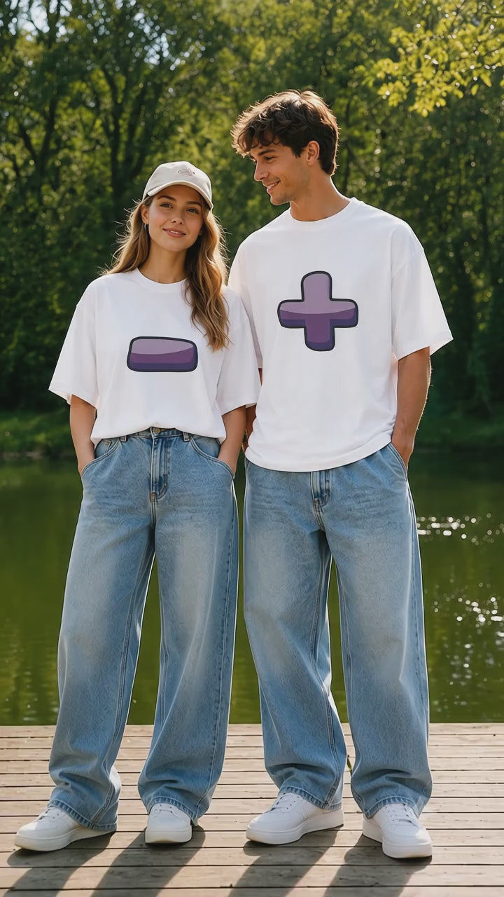 Plus Minus Matching Couples T-Shirt (Set of 2)
