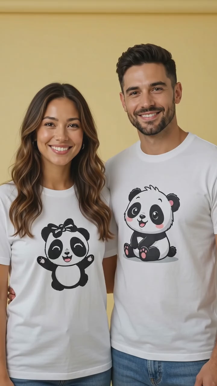 Panda's Cute Matching Couples T-Shirt (Set of 2)