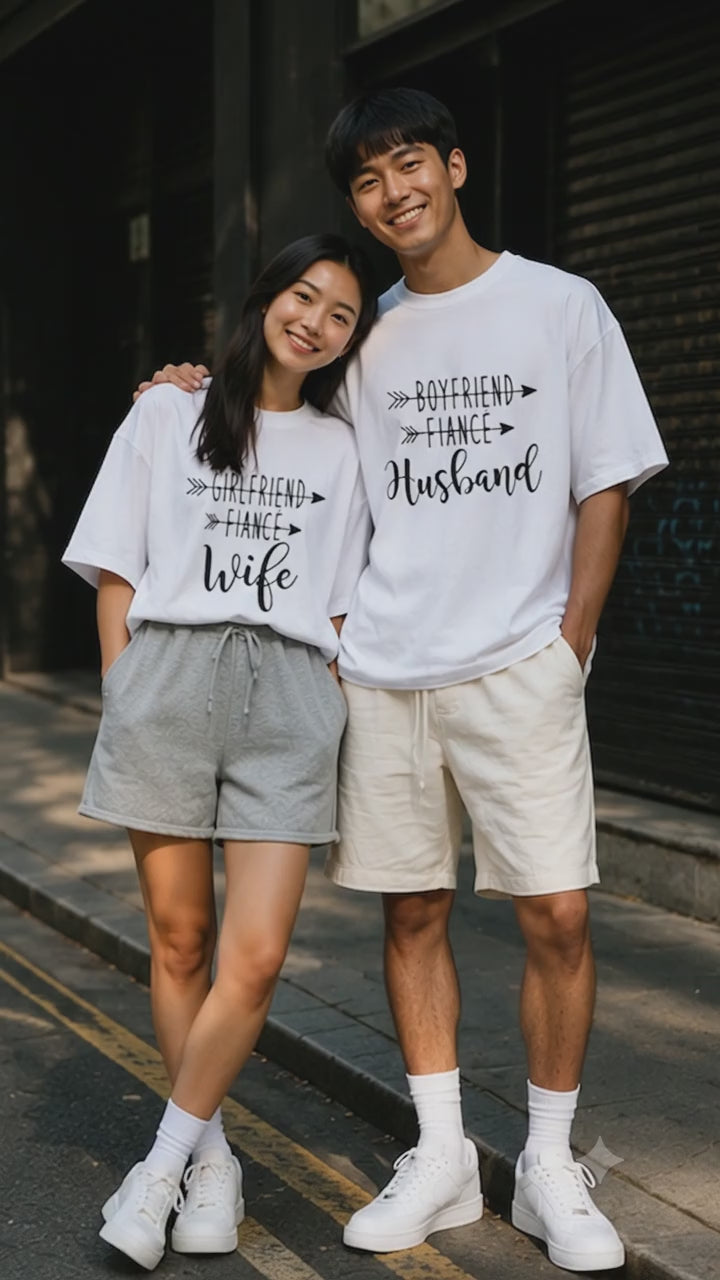 Boyfriend Girlfriend Fiance Matching Couples T-Shirt (Set of 2)