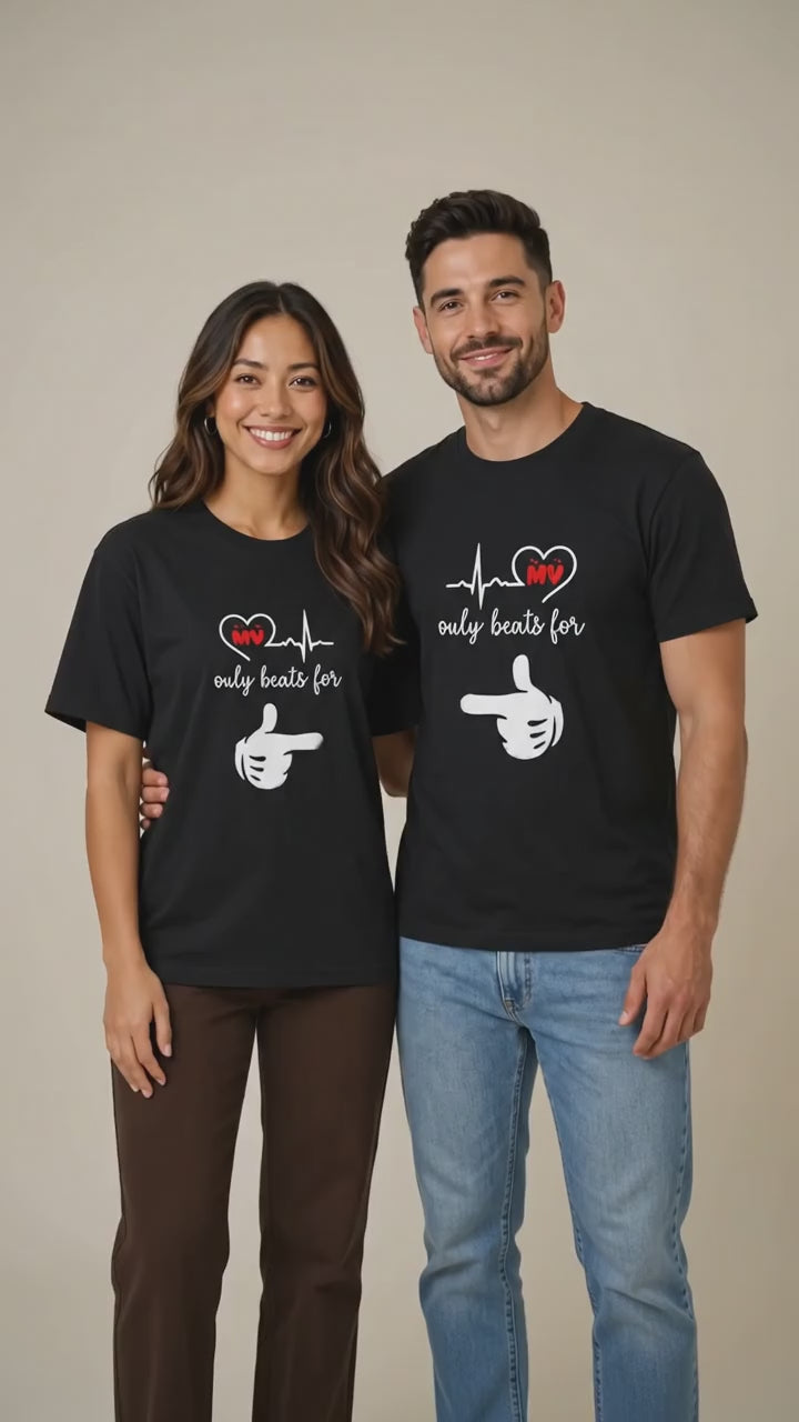 My Heart Only Beats For Her Matching Couples T-Shirt (Set of 2)