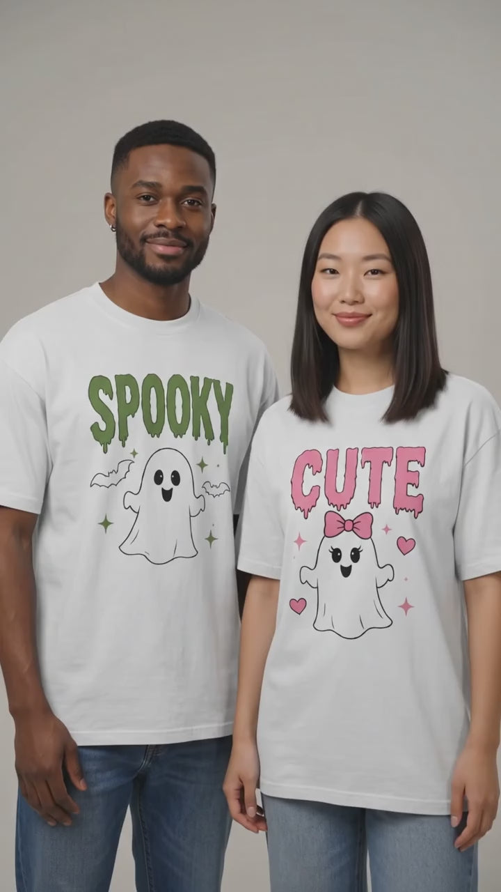 His Spooky Hers Cute Halloween Matching Couples T-shirt