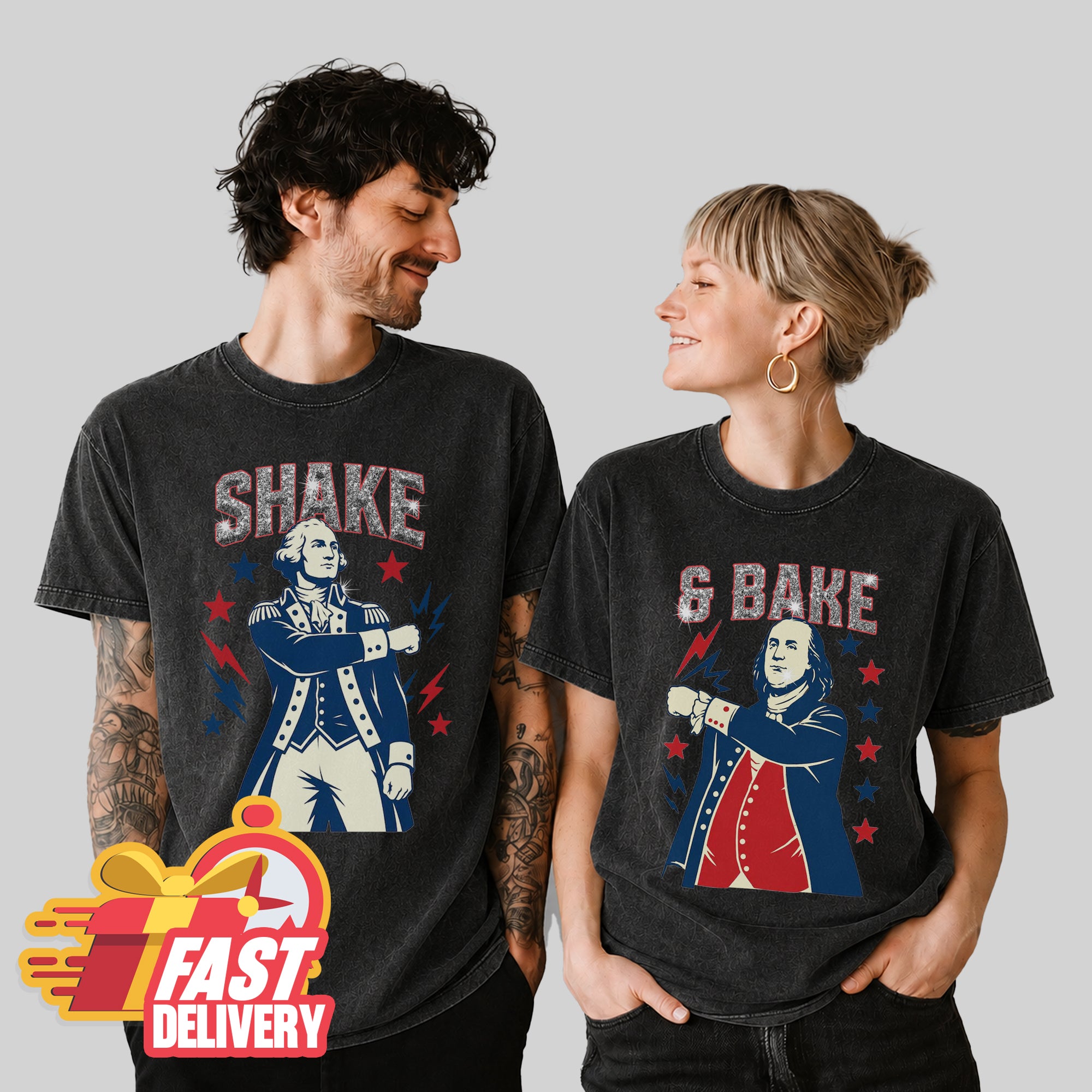 Shake & Bake 4th for july Matching Couple T-shirt