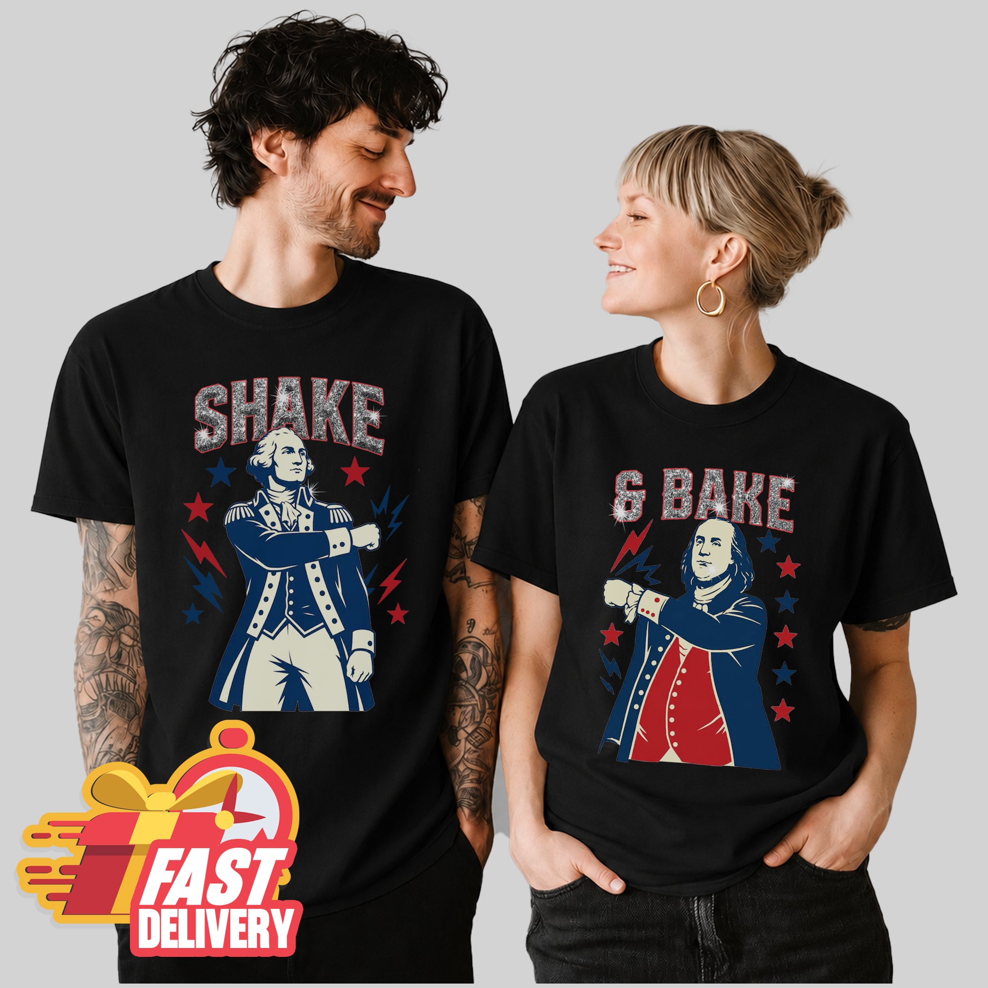 Shake & Bake 4th for july Matching Couple T-shirt