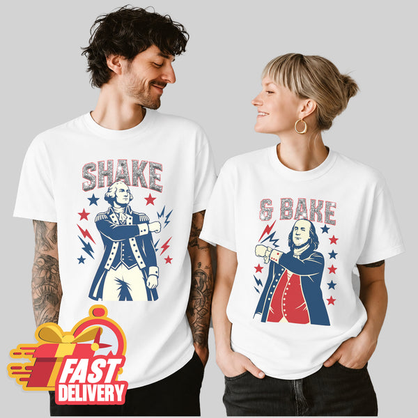 Shake & Bake 4th for july Matching Couple T-shirt